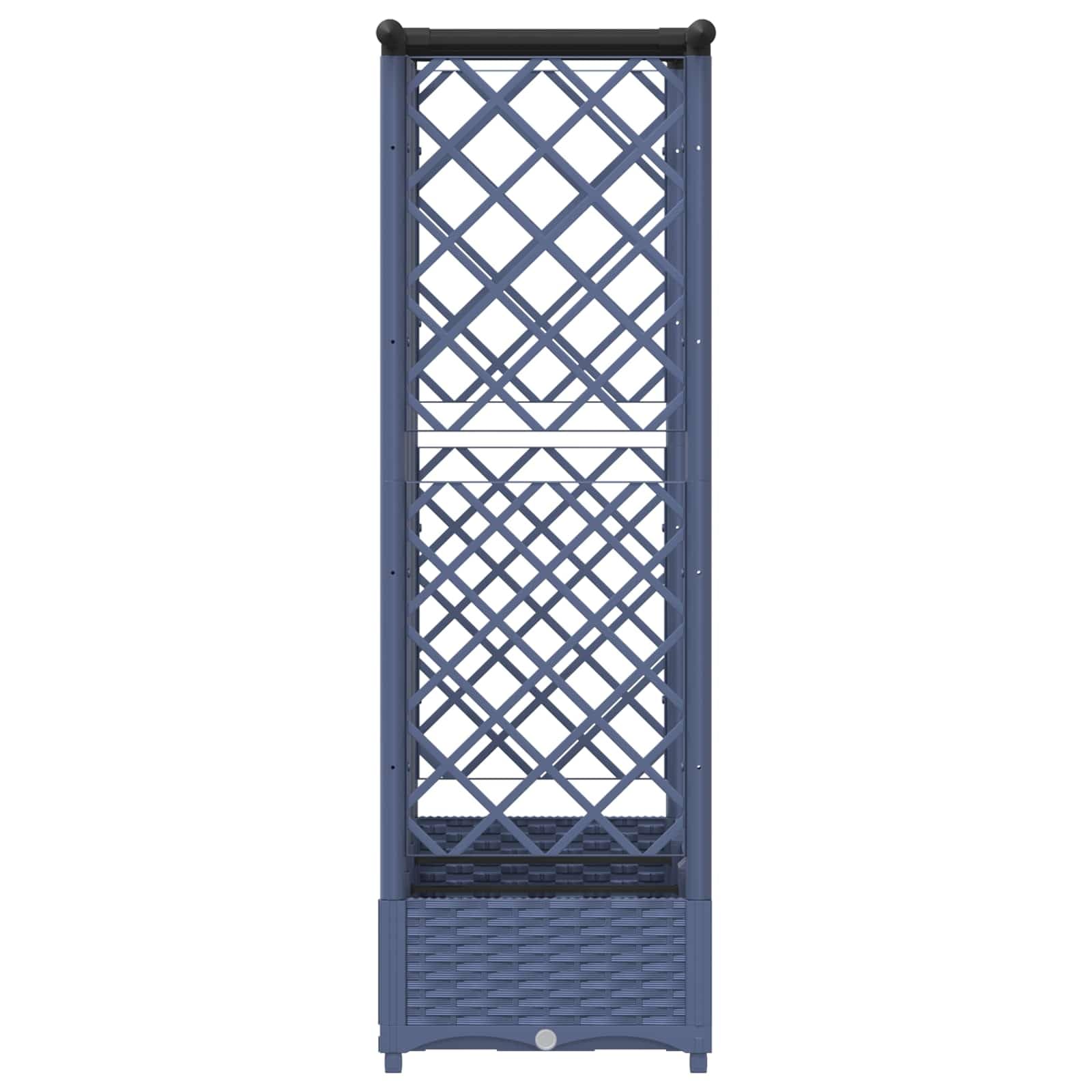Jardinera con enrejado y techo gris de polipropileno, 164 x 40 x 121 cm, maceta para balcón, terraza, jardín, con orificio de drenaje, almacenamiento de agua, para hierbas, verduras, plantas