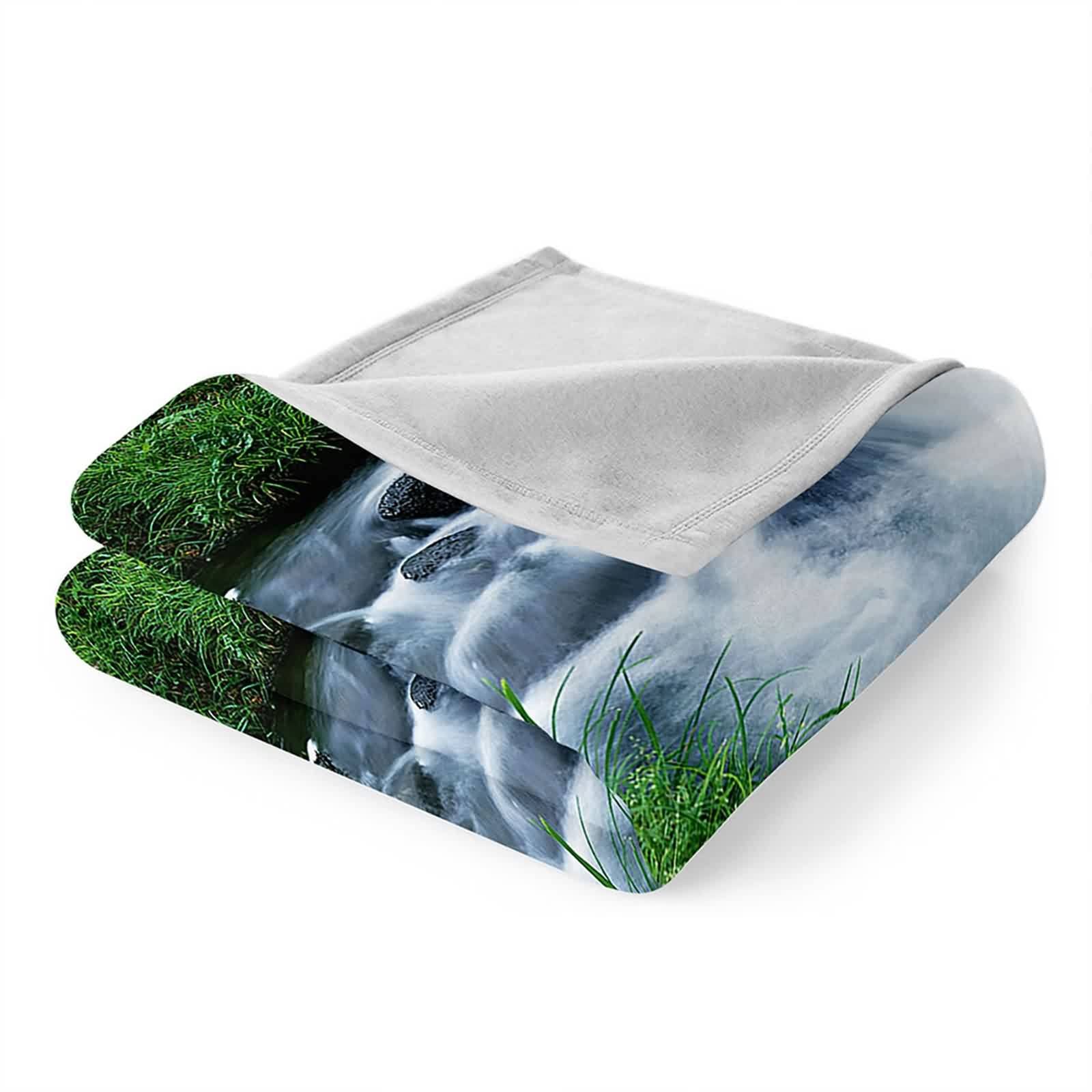 Manta Sofá Forro Polar, Manta Sofa 150x200 Franela Blanco Negro Verde Arroyos de Piedra Blanket Couch Cama Suave Calentita Regalo