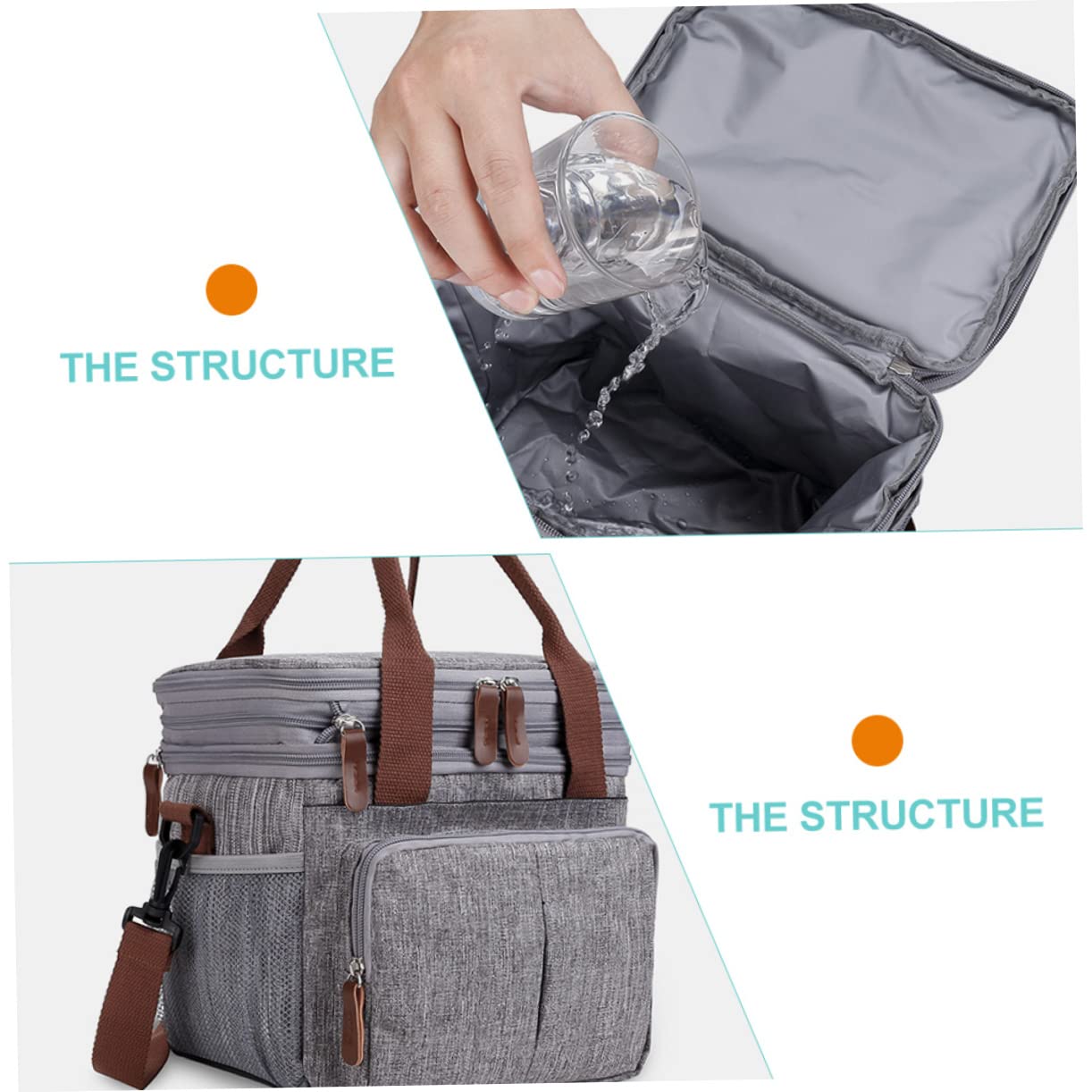 ABOOFAN Wasserdichte Lunchtasche Großzügig Tragbar Isoliert für Outdoor mit Netztaschen an Beiden Seiten aus Hochwertigem für Brotdose Snacks und Obst