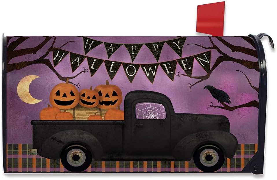 Briarwood Lane Mailbox Cover - Standard Size - Halloween Truck Primitive for Halloween Mailbox Cover