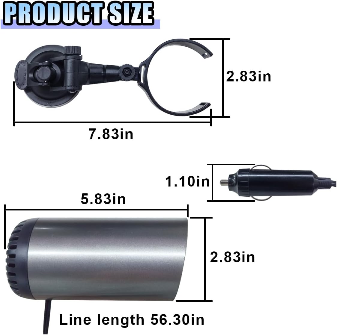 Condition photo showing Good Condition for Car Heater, 2-in-1 Windshield Defogger and Defroster That Plugs into Cigarette Lighter, 12V 150W Portable Fast Heating & Cooling Air Blower, Car Defroster with Suction Holder
