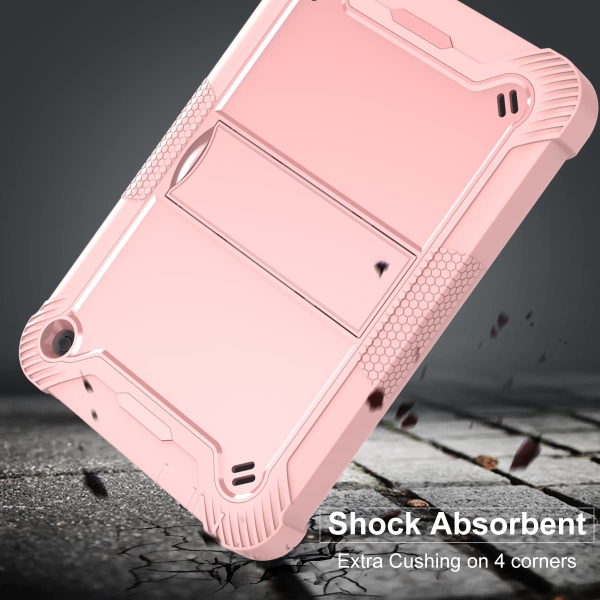 Kompatybilny z Kindle Fire HD 8 2022/Fire HD8 Plus 2022 wydanie .0 cala osłona ochronna wytrzymała trwała podstawa odporna na wstrząsy etui tablet(Rose Gold)