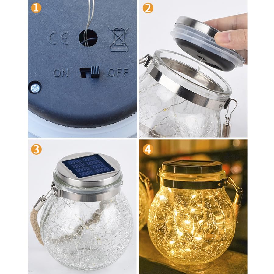 YZYOE LED Solar Wishing Bottle Lights,Outdoor Courtyard Decoration Glass Bottle Warm Light Pendant lamp Wireless Dusk to Dawn Waterproof Garden Road Landscape lamp - Image 3