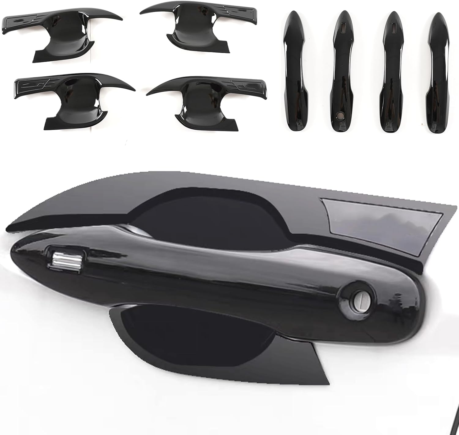 Exterior Door Handle Bowl Cover Trim Set for Toyota Camry LE SE XLE XSE 2018 2019 2020 2021 2022 2023 2024 2025 8th 8.5th Gen (Glossy Black)
