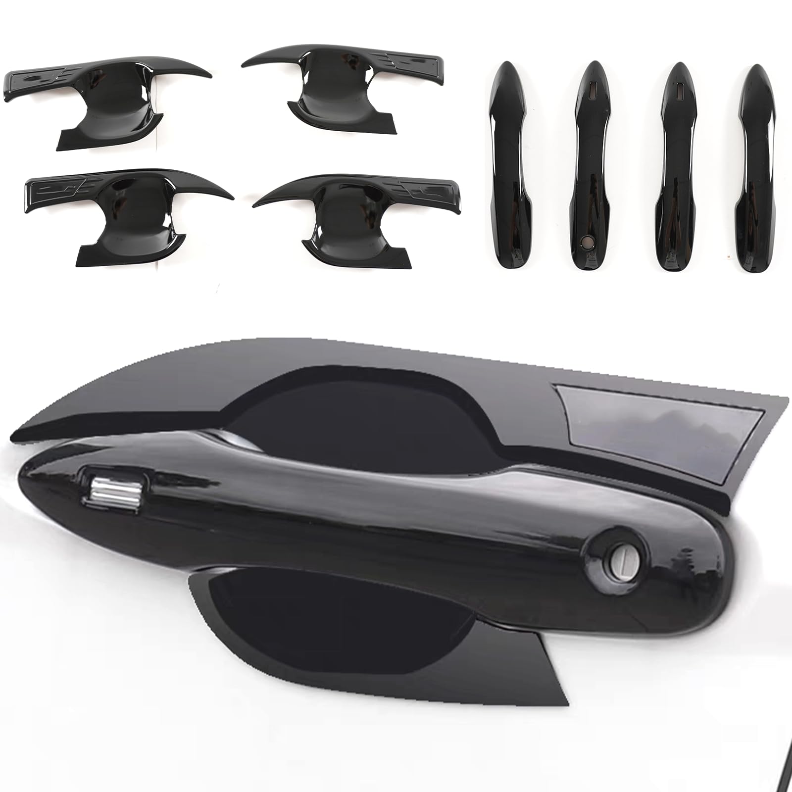 Photo 1 of SKKYORO Exterior Door Handle Bowl Cover Trim Set for Toyota Camry LE SE XLE XSE 2018 2019 2020 2021 2022 2023 2024 2025 8th 8.5th Gen (Glossy Black)