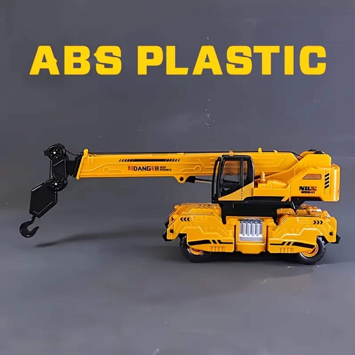 PROBABE 1:50 Diecast Friction Powered Lifting Long Crane Toy with Cable 360 Degree Rotating Towing Model Toy with Movable Wheel Construction Vehicles Truck for Kids Boys Girls 4