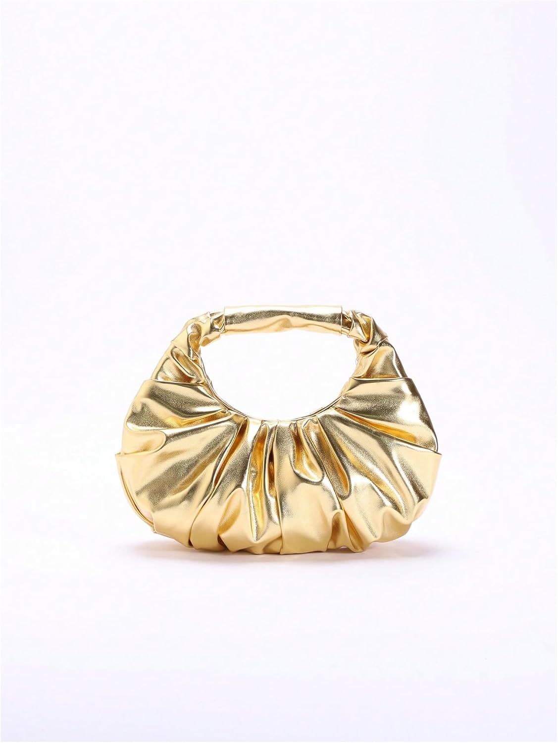 GORGLITTER Women's Evening Bag Wedding Party Prom Handbag Dressy Formal Purse Pleated Metallic Clutch Dumpling Handbag