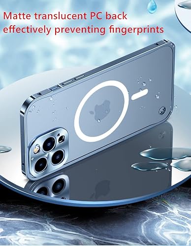 Miniatura 4 de Funda magnética para iPhone 14 Pro compatible con MagSafe Metal aleación de aluminio parachoques mate translúcido cubierta trasera con protector de