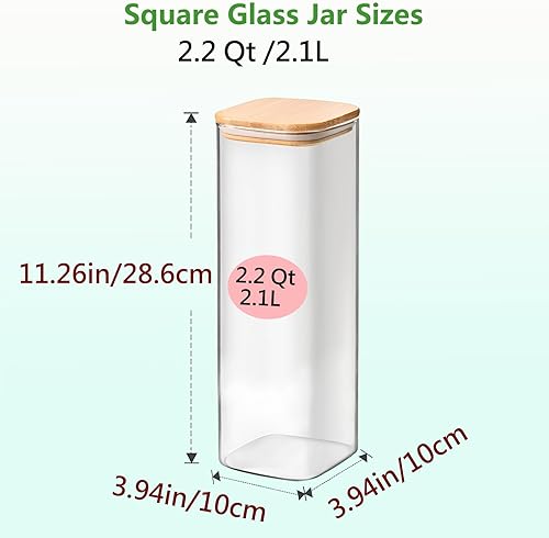 Miniatura 8 de Recipiente hermético de almacenamiento de vidrio con tapa de madera (40 onzas), recipiente transparente para almacenamiento de alimentos con tapa de