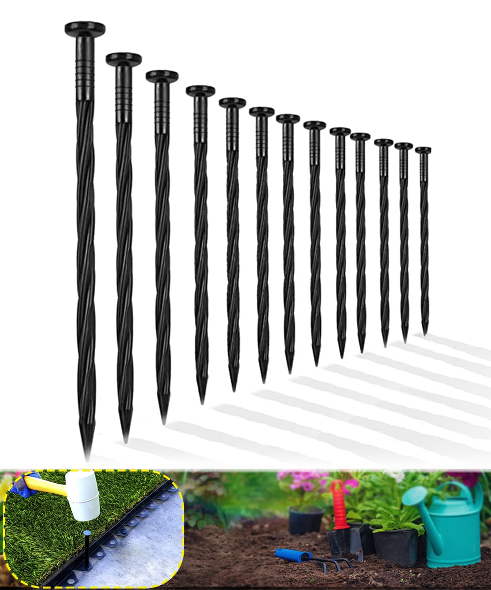 30-Pack-8 Inch Plastic Edging Spikes, Spiral Nylon Landscape Anchoring Spikes, Edging Spikes for Paver Edging, Weed Barrier, Artificial Turf & More (Fits Most Brands Dimex EasyFlex Proflex…