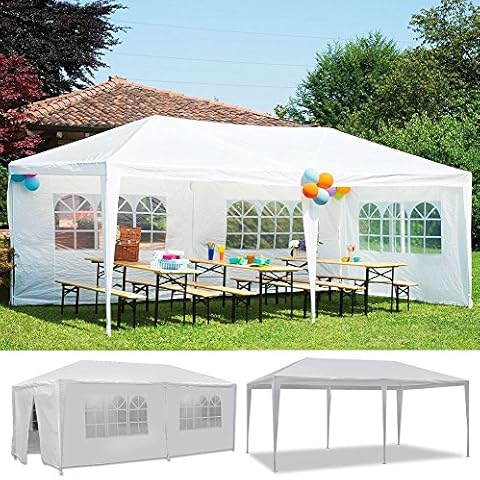 Ecolinear 10' x 20' Canopy Gazebo Wedding Party Tent with 6 Removable Walls White Cover