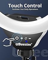 Vista 2 de UBeesize Anillo de luz LED de 12 pulgadas con soporte de trípode de 62 pulgadas, anillo de luz para selfie para grabación de video, transmisión