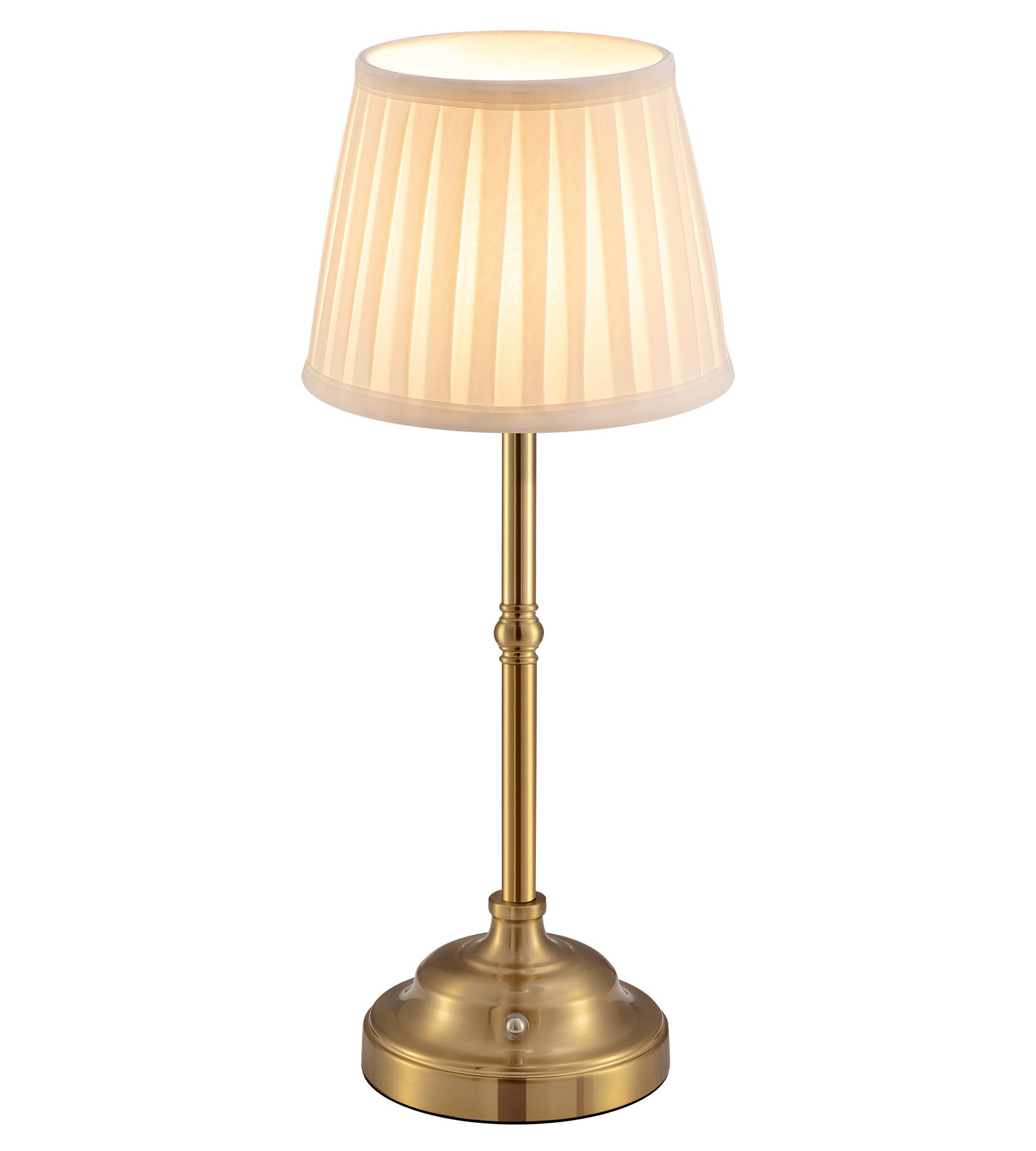 Lampe de table LED sans fil à intensité variable - Lampe de chevet rétro - Batterie - 4000 mAh - Convient pour l'intérieur, l'extérieur, le bar, le salon (abat-jour doré + beige)