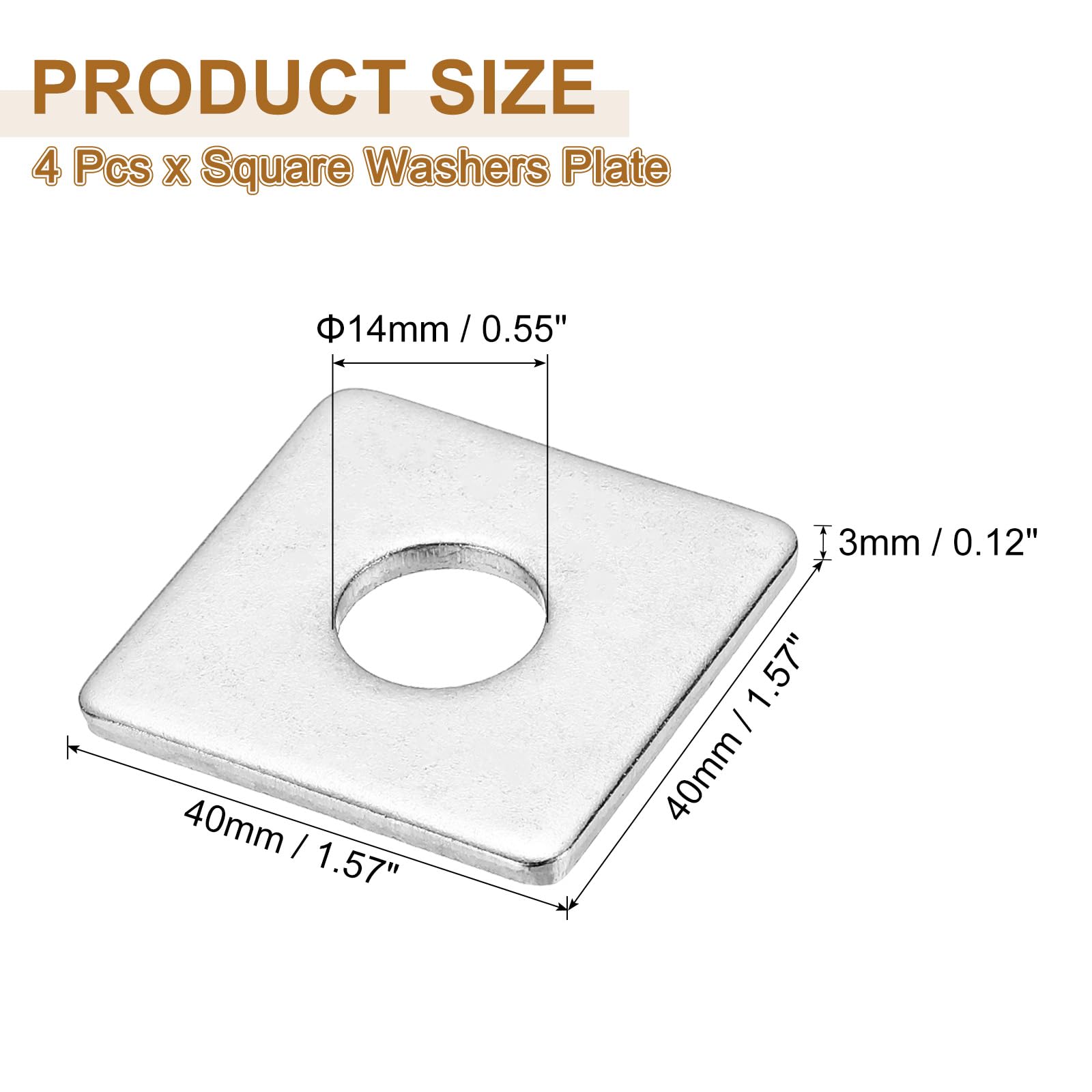 PATIKIL M14x40x3mm Square Washers - Image 2