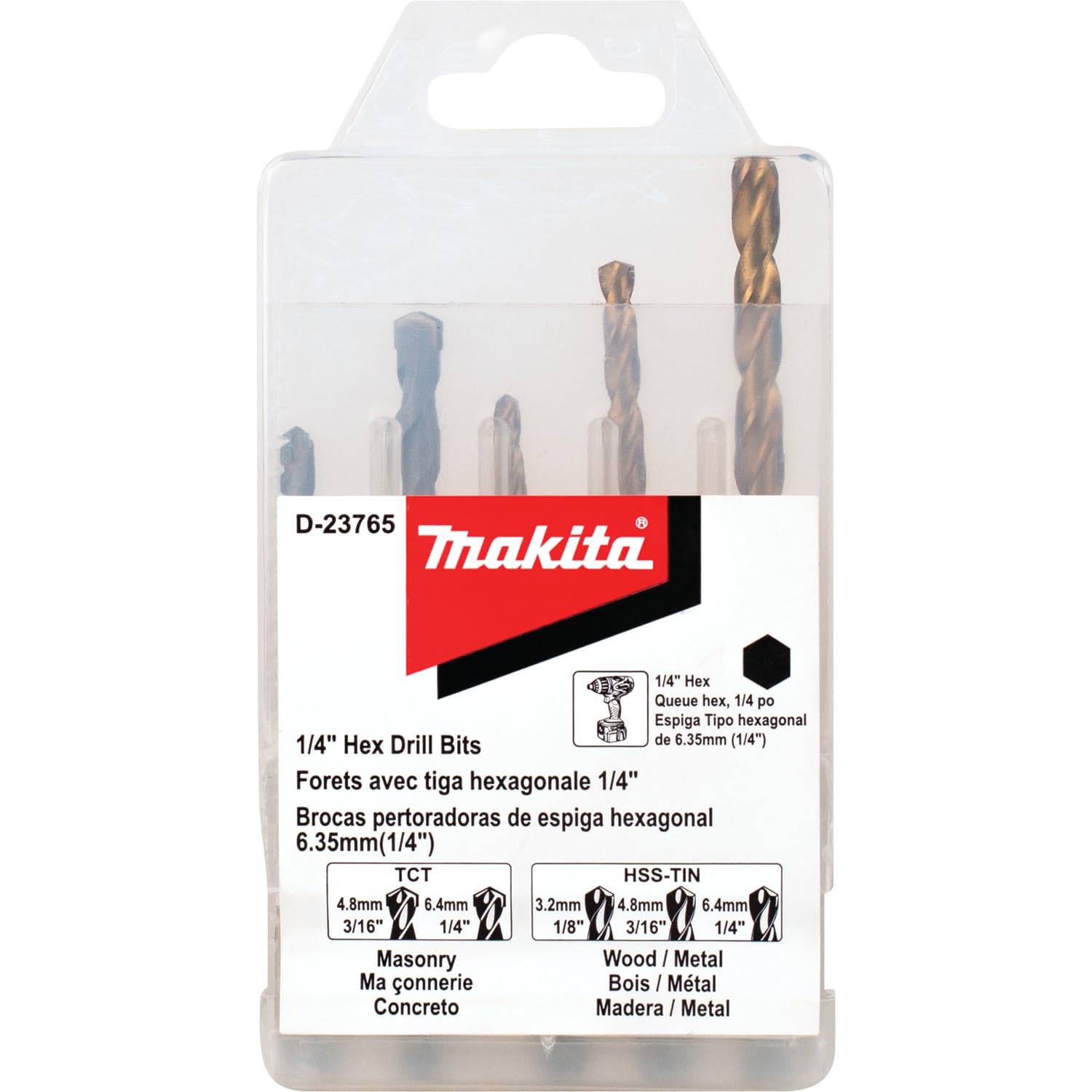 Makita d-23765 mampostería y Metal juego de brocas (5 piezas), 1/4 "