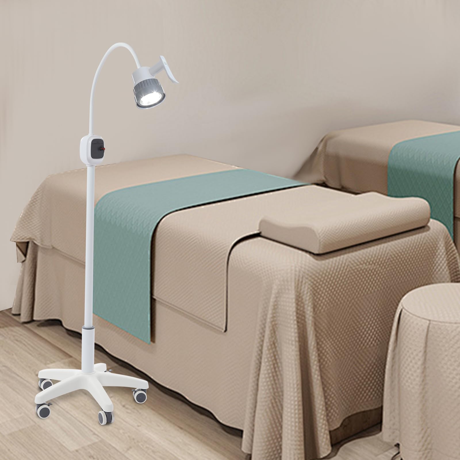 Lampe d'examen chirurgicale LED à intensité variable avec 5 rouleaux et bras pivotant à 360 °, 7500 lux, hauteur réglable, pour dentiste, cabinet médical
