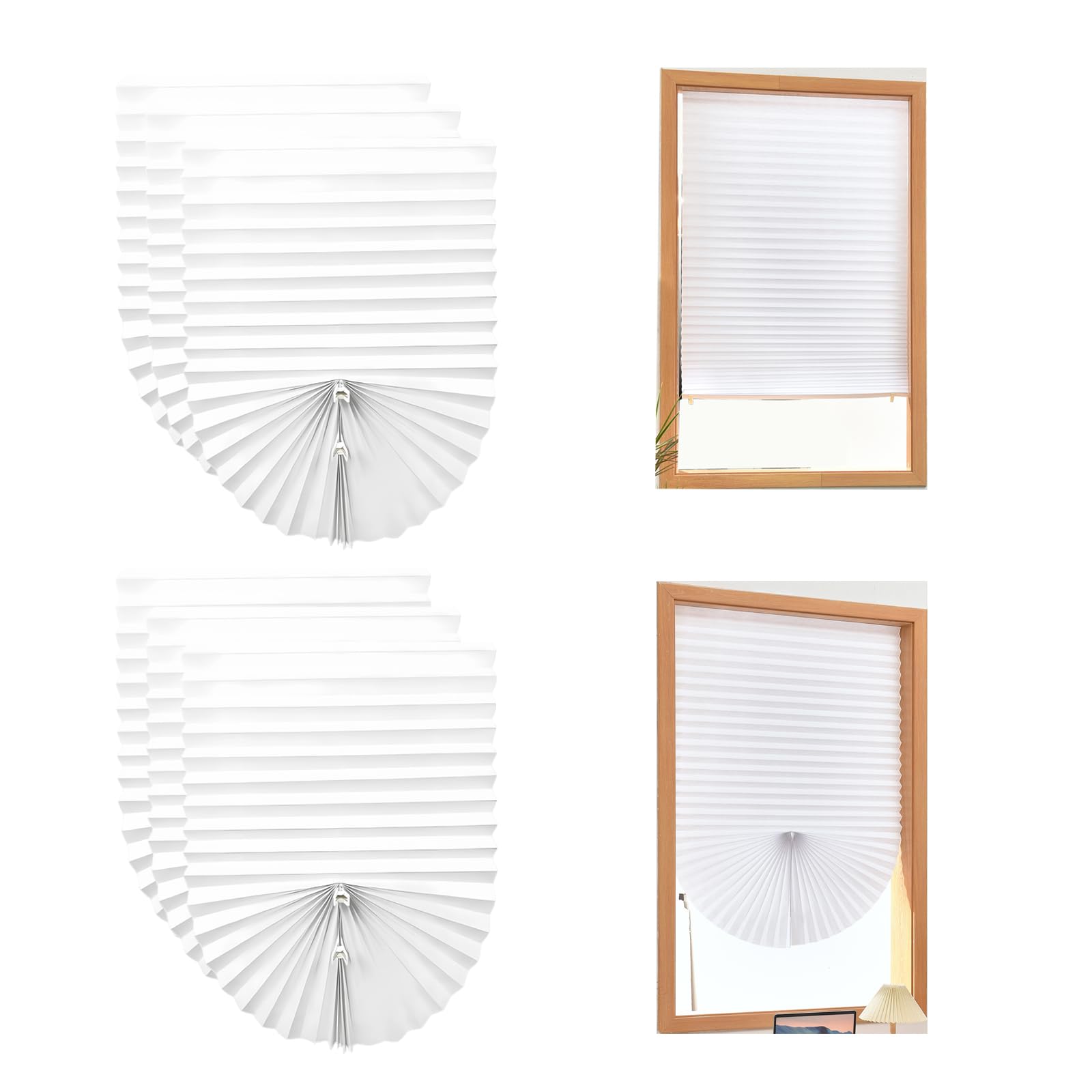 6 PCS Temporary Blinds Stick On Blinds，91 * 180 CM Paper Blinds for Window No Drill ，Self Adhesive Temporary Blackout Blinds Easy Fit Easy Cut,Light Filtering Pleated Shades for Home, White