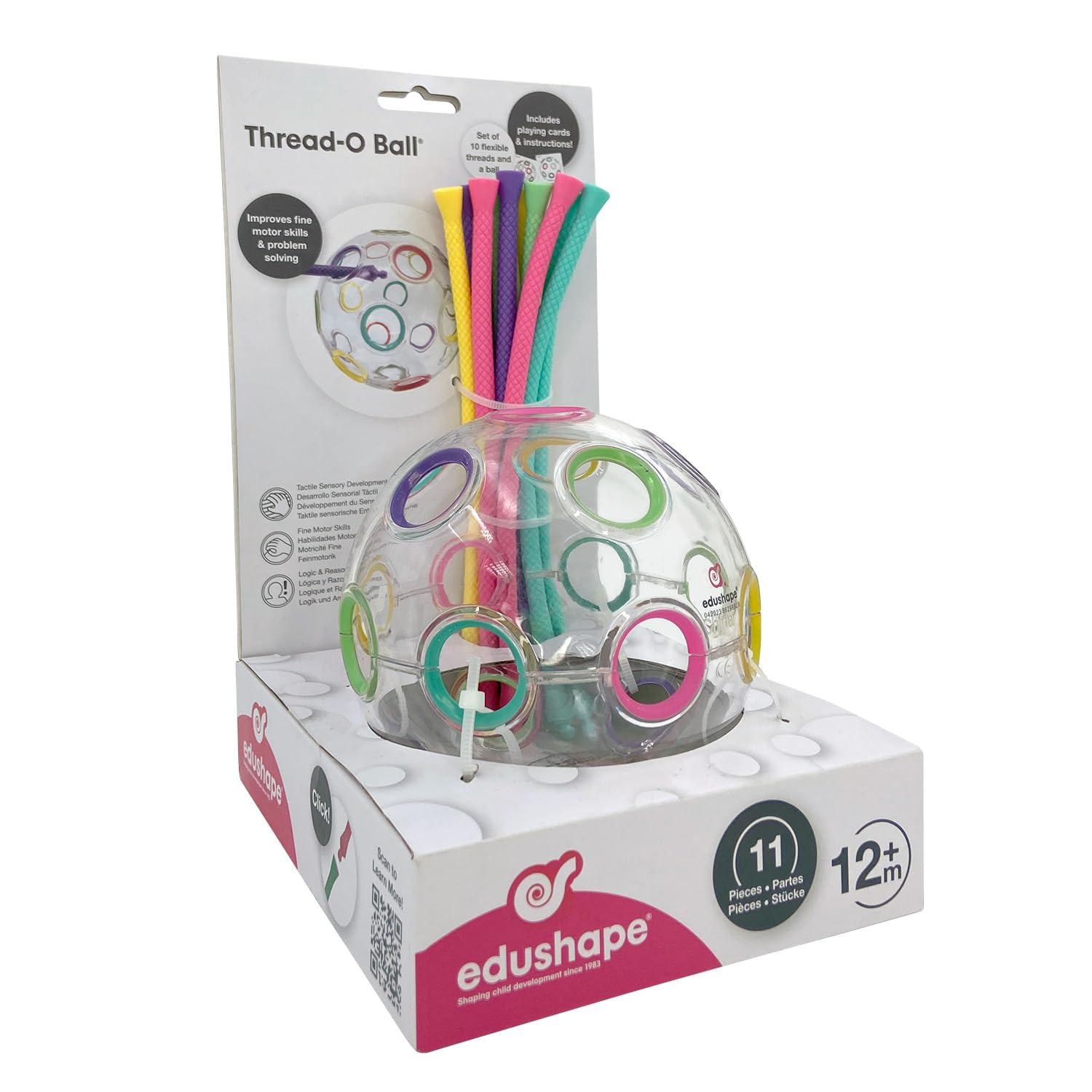 Edushape 525021 Thread-O-Ball Toddler Toy for Boys & Girls 12 Months, Multicolour