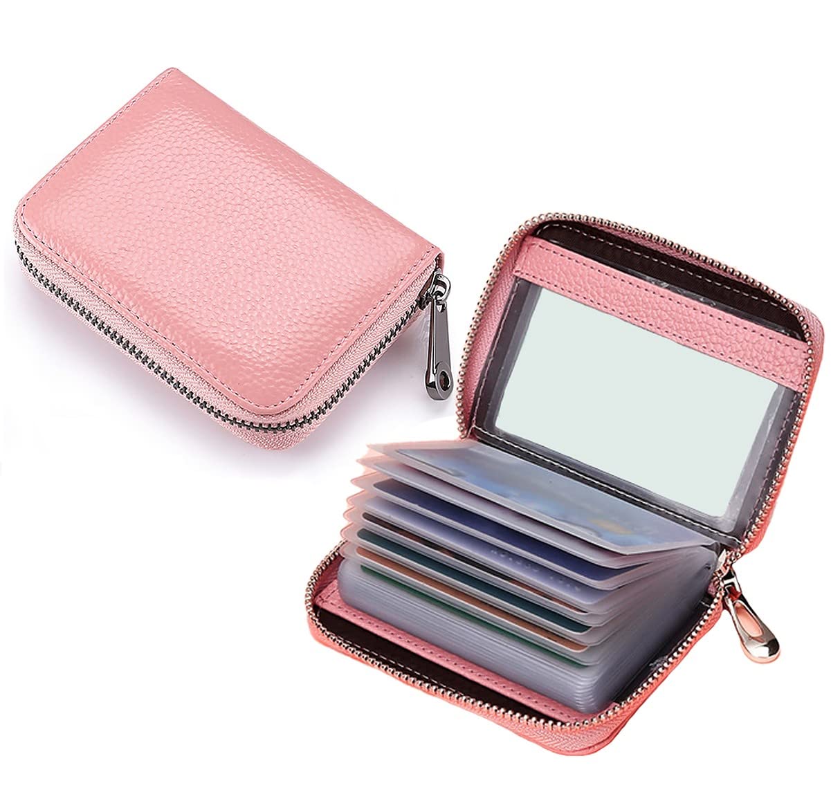 wolpin 20 Slots Leather Credit Card Holder Wallet for Men & Women with Zip Closure Leatherette Business Card Holder ID/Visiting/Debit/Credit Card Holder Case Card (Pink) (B0BB2VYGKY) Amazon Price History, Amazon Price Tracker