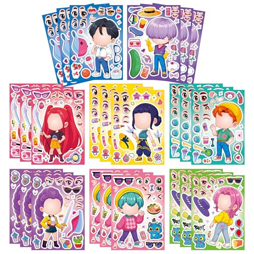 Image of 32 Sheet Demon Stickers for Kids Teens, Mixed & Matched with 8 Designed Characters Stickers for Party Decoration, Reward, Decor, Gift Idea
