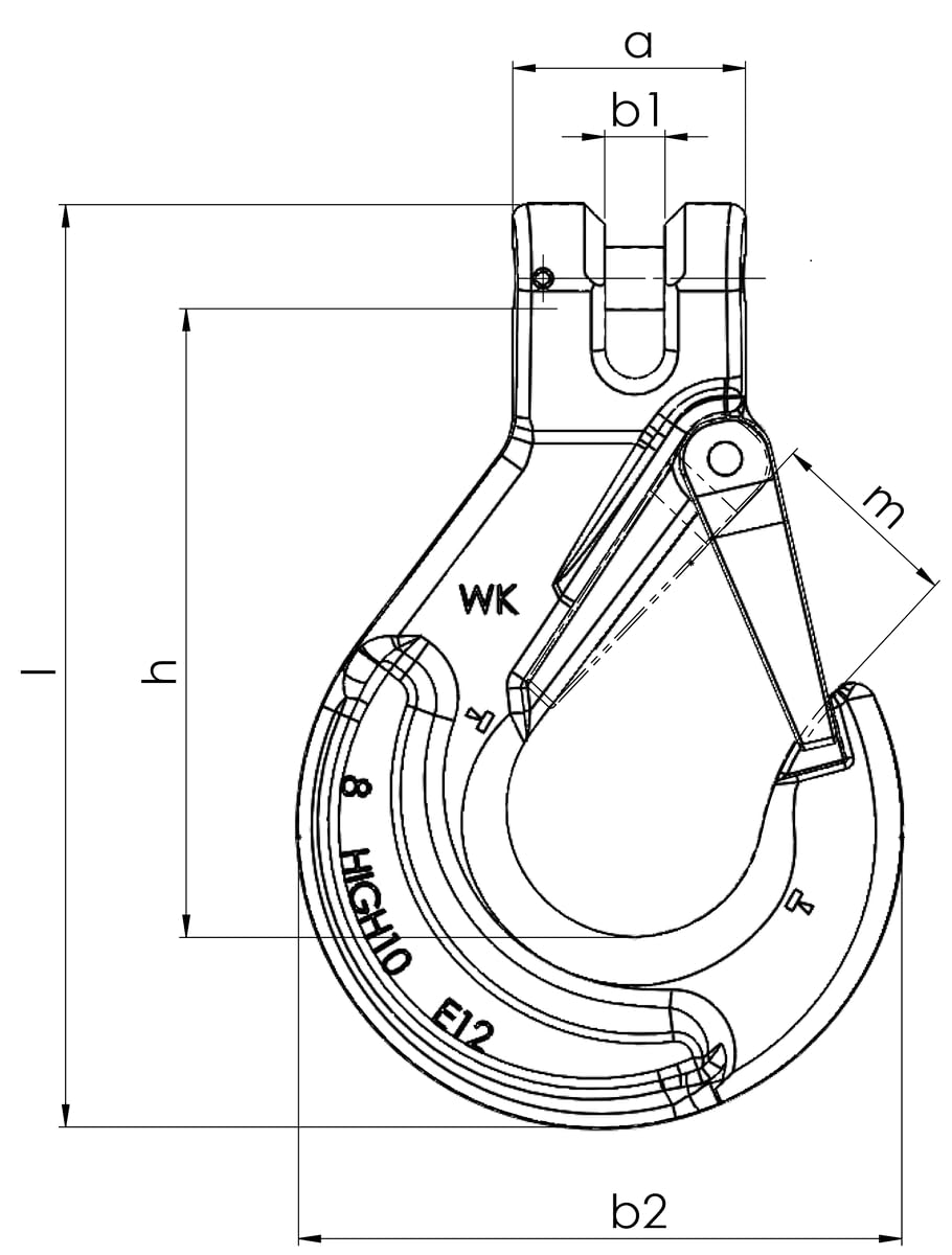 Gabelkopfhaken GK10 WLL 2500 Kg 8mm mit H-Stempel Zurrkette Kettengehänge Anschlaghaken Haken