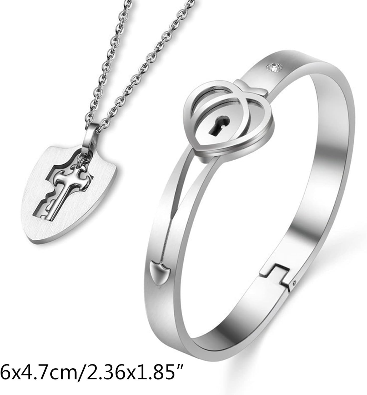 Lock Bracelet and for Key Necklace for Steel Couples Jewelry for Valentines Day Birthday Christma - Image 4