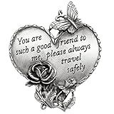 Travel Safely Pewter Heart Visor Clip in Multiple Saying Options with Butterfly and Flower Accents,...
