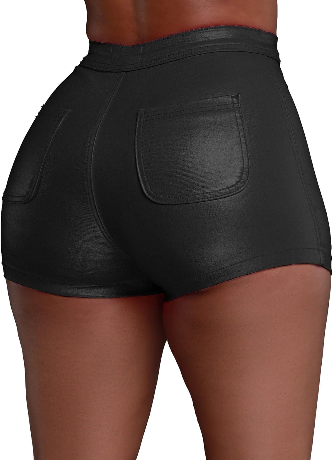 Women's Faux Leather Stretch Shorts High Waist Sexy Shorts Skinny Mini Hot Party Club Wear Outfit - Image 4