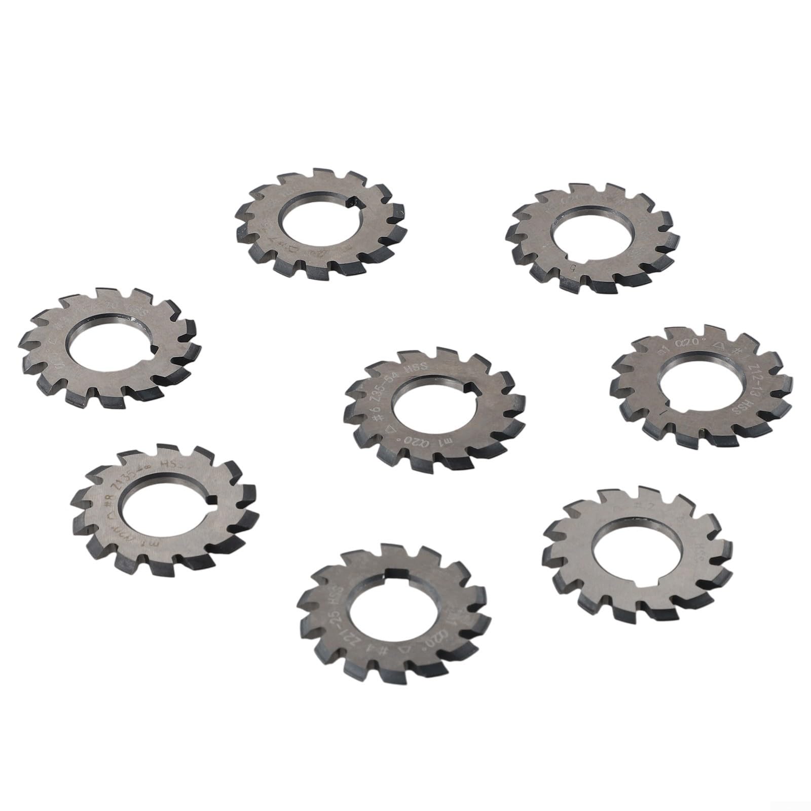 Involute Zahnradfräser-Set #1 bis #8, M1-Modul, 22 mm Bohrung, 20° PA für HSS-Zahnradfräser für Metallbearbeitung, 8-teiliges Set