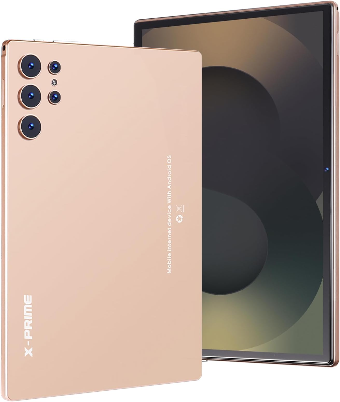 X-Prime S25 Ultra Plus 10.1" Tablet Android 15 | 5G+WiFi | Dual SIM |HD Display 3000x1440 | Keyboard + Stylus | Kids Tablet | Dual Camera | Zoom & Google Meet (Gold)