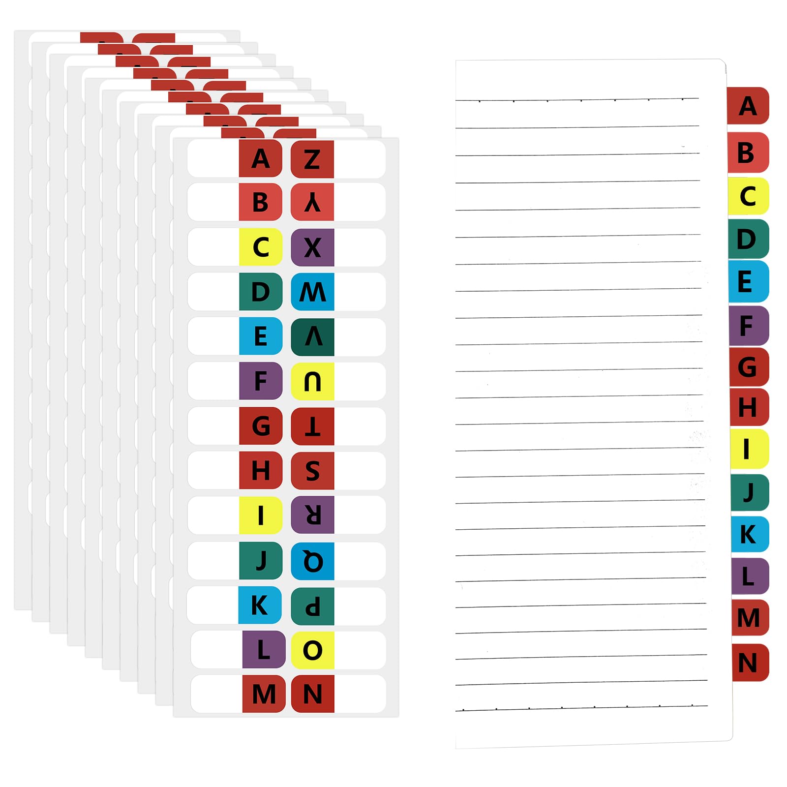 10 Sheets A-Z Alphabet Tabs, Sticky Alphabetical Tabs Colorful Alphabet Dividers, Self-Adhesive A-Z Tab for File, Notebook, Textbook, Dictionary
