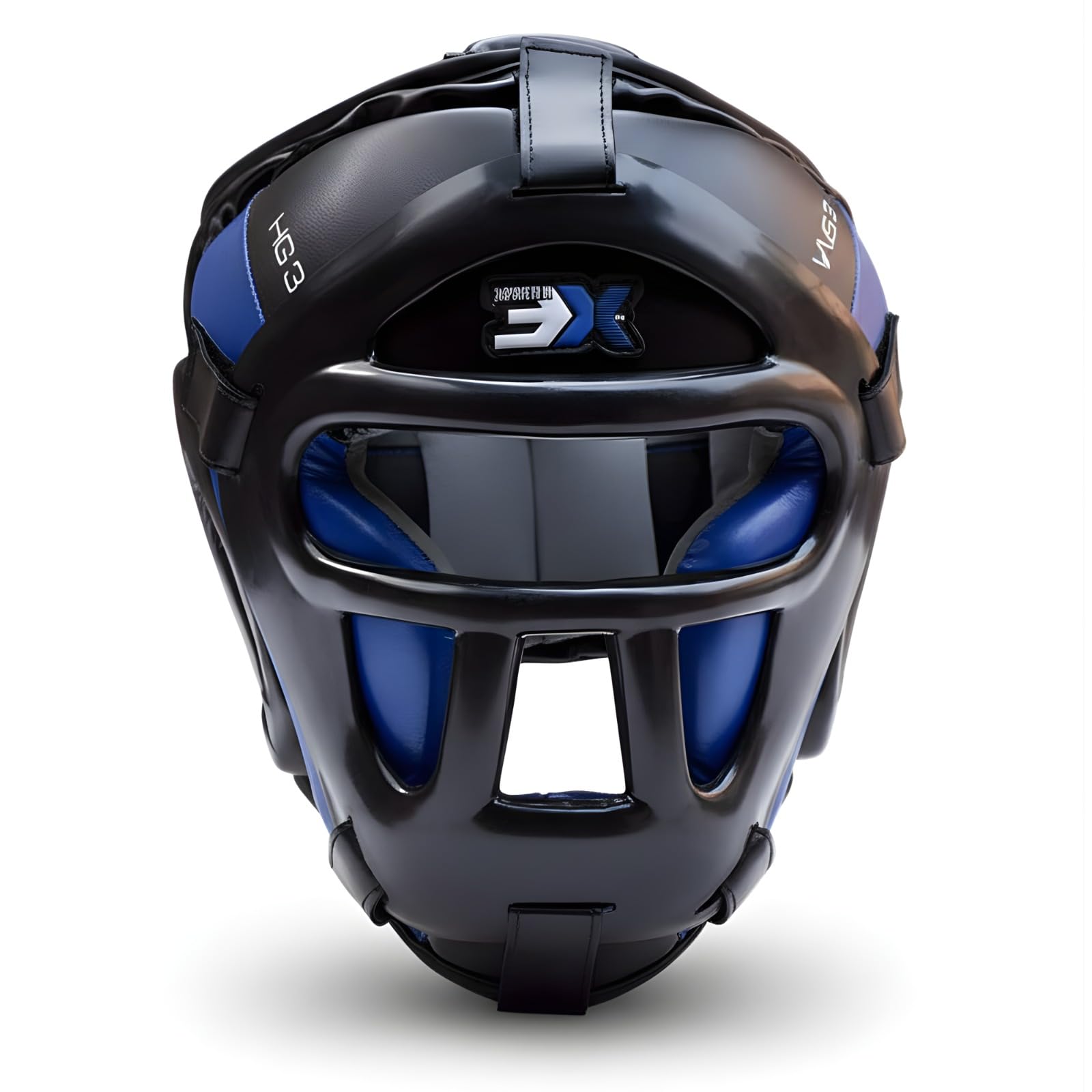 3X Sports Grill Head Guard for Boxing, MMA & Muay Thai | Full Face Protection Headgear with Removable Grill | PU Leather Sparring Helmet for Kickboxing, Taekwondo & Martial Arts Training