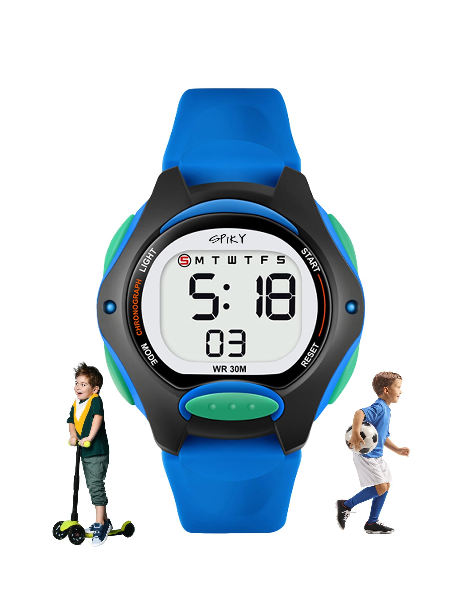 SPIKY Digital Sports Watch for Kids (Blue) | Multifunctional with Luminous LED Display & Alarm | Water Resistant & Silicone Strap | Birthday Gift Wrist Watches for Boys & Girls | Age 2-14 Yrs (B0BBGZBTC7) Amazon Price History, Amazon Price Tracker