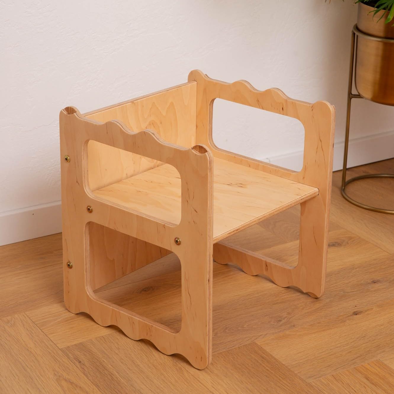 LATRANS Tabouret réversible pour enfants - Chaise avec 3 hauteurs d'assise - Tabouret multifonction en bois pour bébé (1)