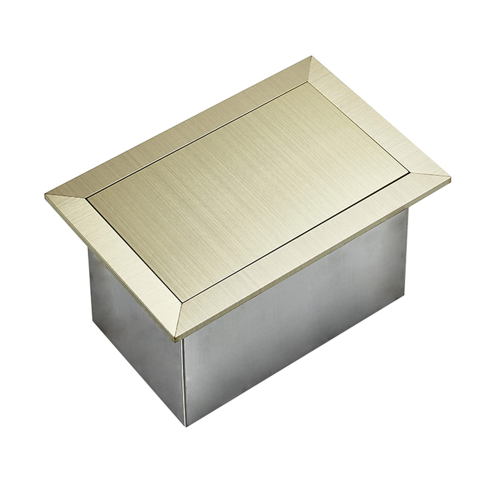 Asdchzen Bronze Built-In Stainless Steel Trash Can On The Countertop Of The Square Built-In Trash Chute, Built-In Trash Can In The Kitchen, Built-In Balance Clamshell Trash Can, Household Gar,-With Handle