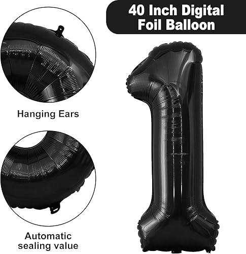 Miniatura 3 de Globos de 40 pulgadas con el número 15, globos de helio negro número 15, globo de número grande para niños y niñas, suministros de decoración de