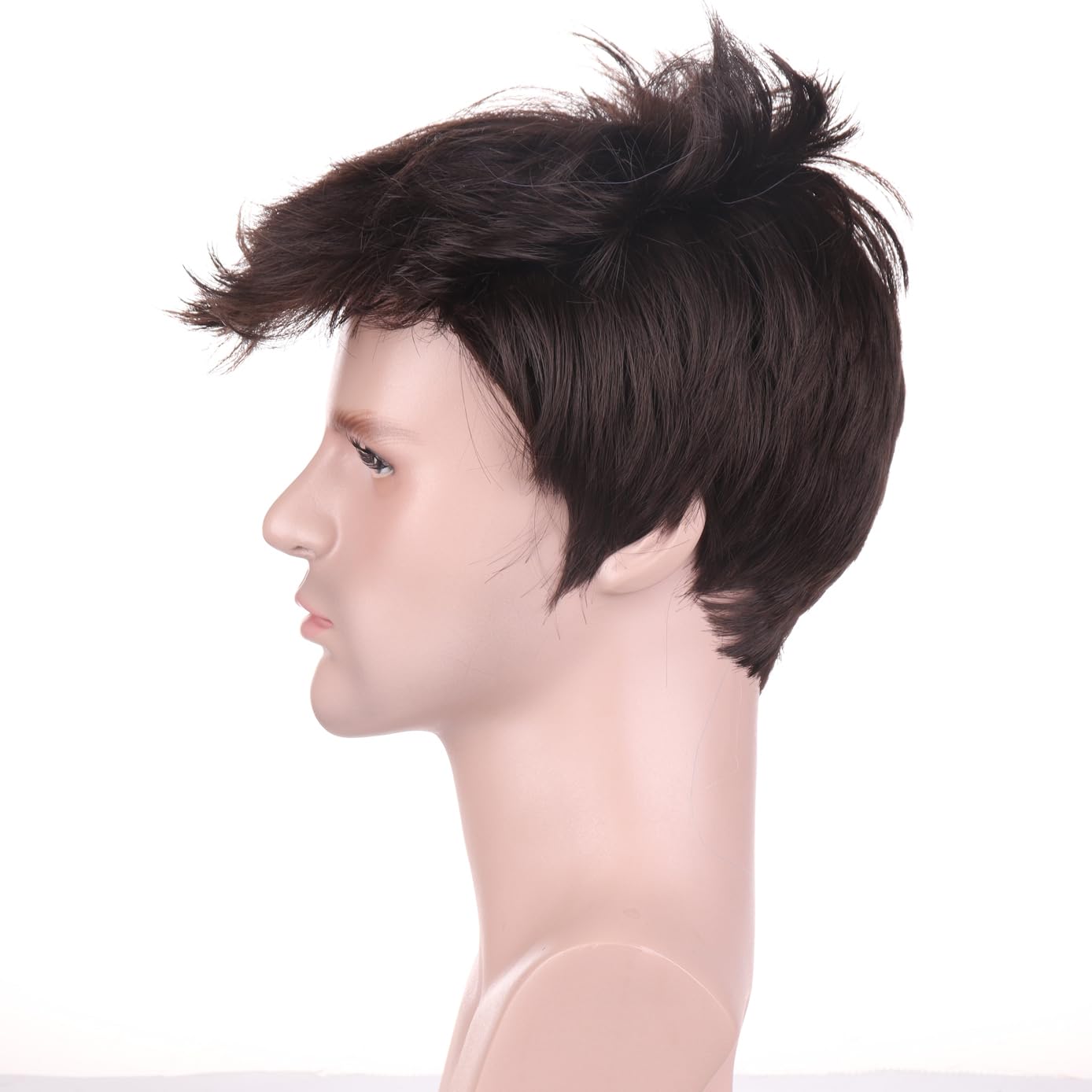 BERON Brown Short Wigs for Men Straight Brown Cool Man Hair Wig Synthetic Halloween Costume Cosplay Party Wigs