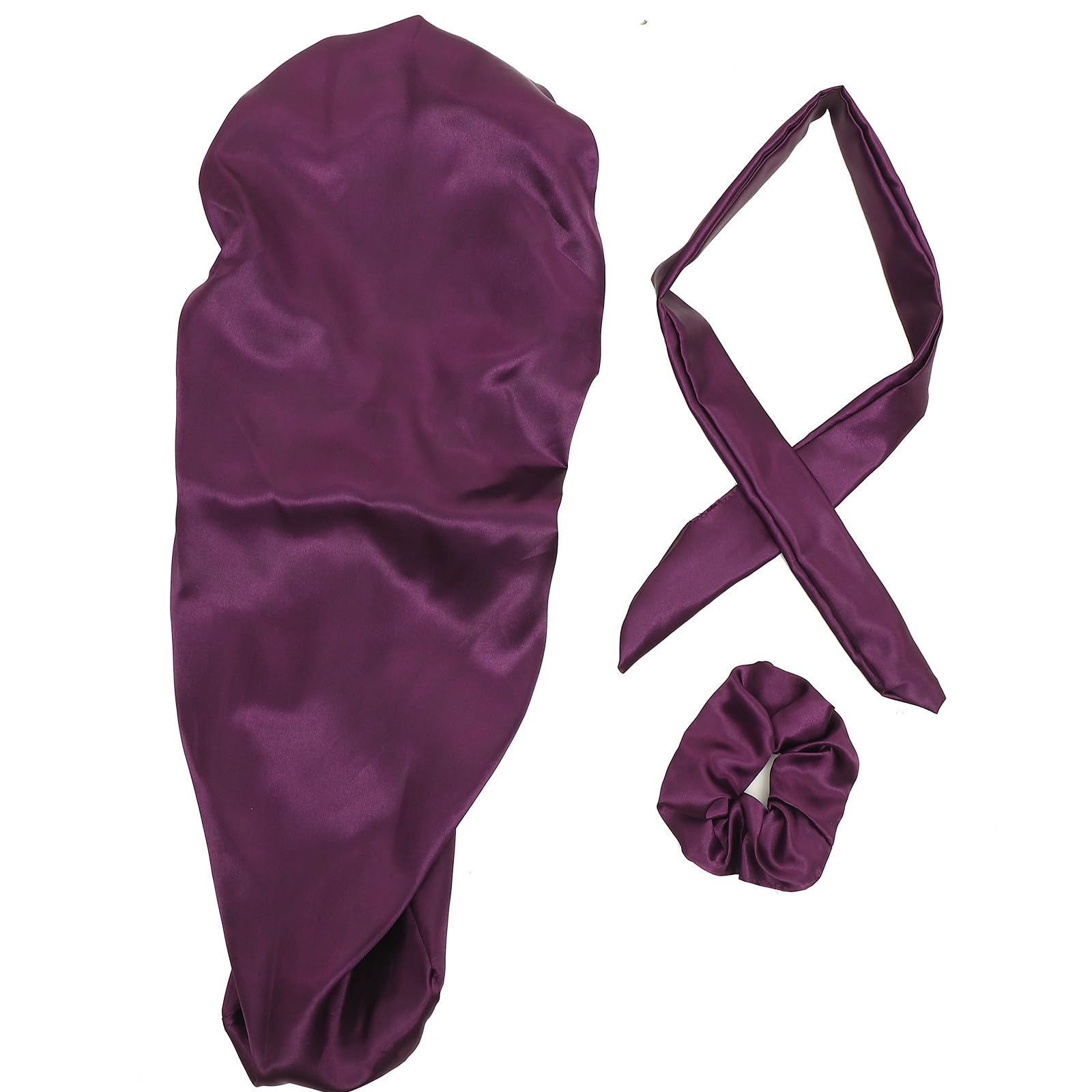 Toyvian Gorro de Satén Púrpura para Dormir Diseño Elástico que Evita Enredos, Ajuste Cómodo para Mujeres en Lavado Facial y Maquillaje