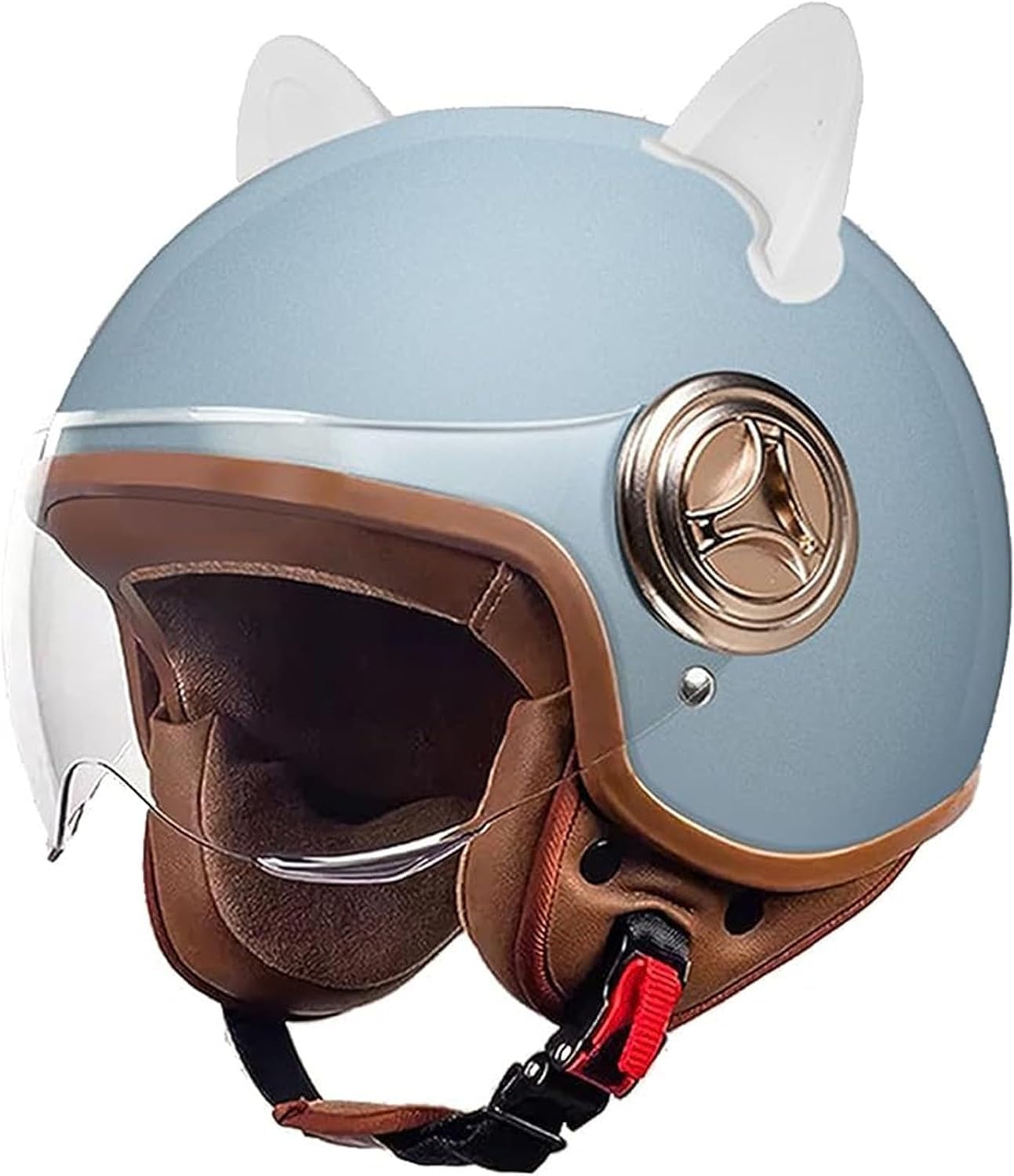 Casco Moto Mezzo Casco In Pelle Stile Retrò Per Uomo E Donna Con Occhiali E Mascherina – Omologato DOT/ECE, Perfetto Per Scooter E Crociera