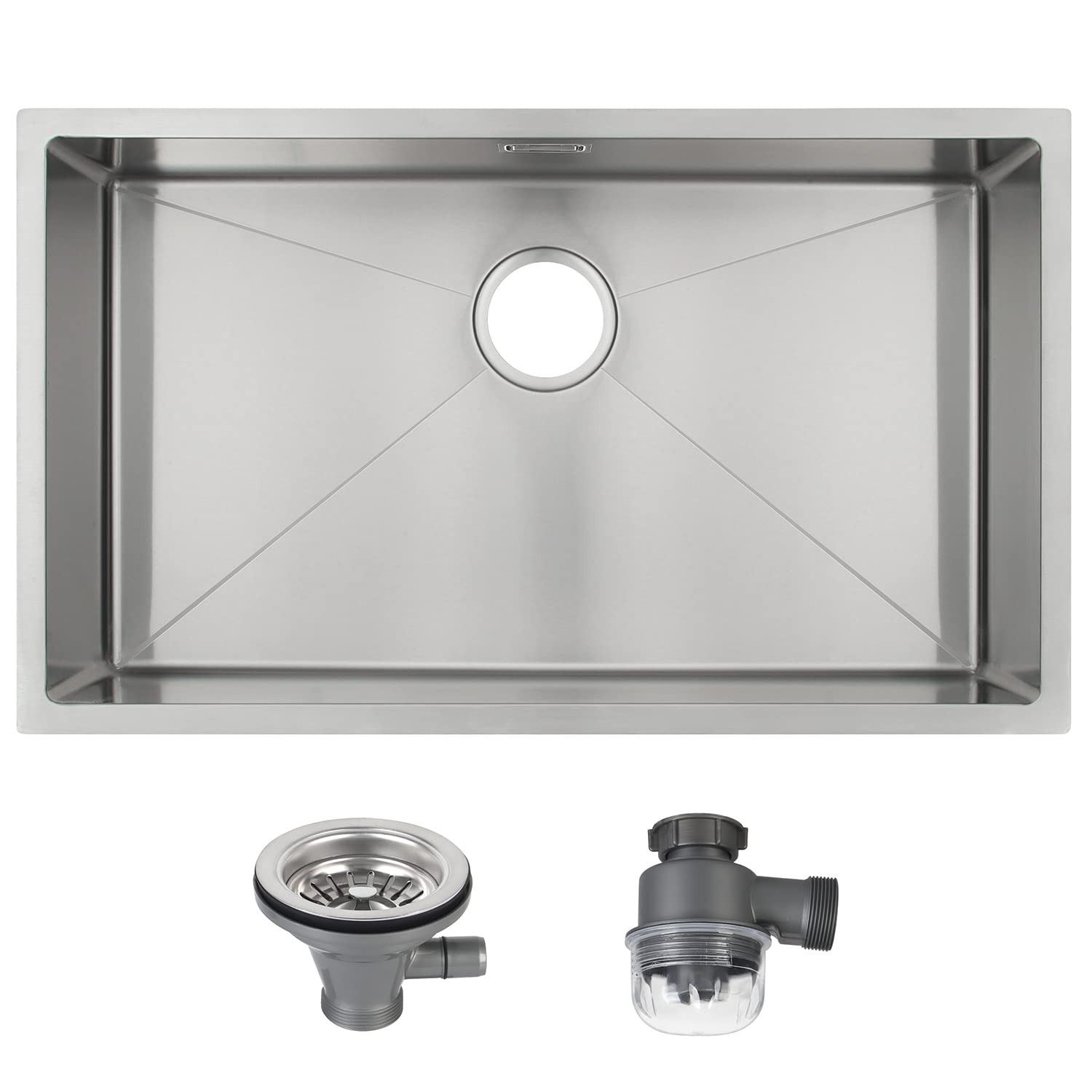 Sponsored Ad – Whistler Kitchen Sink One/Single Deep Bowl Stainless Steel Square Sink with Whole Set Strainer Waste kit- for Both undermount and flushmount Installation - Satin Finish (440 * 440 * 185mm)