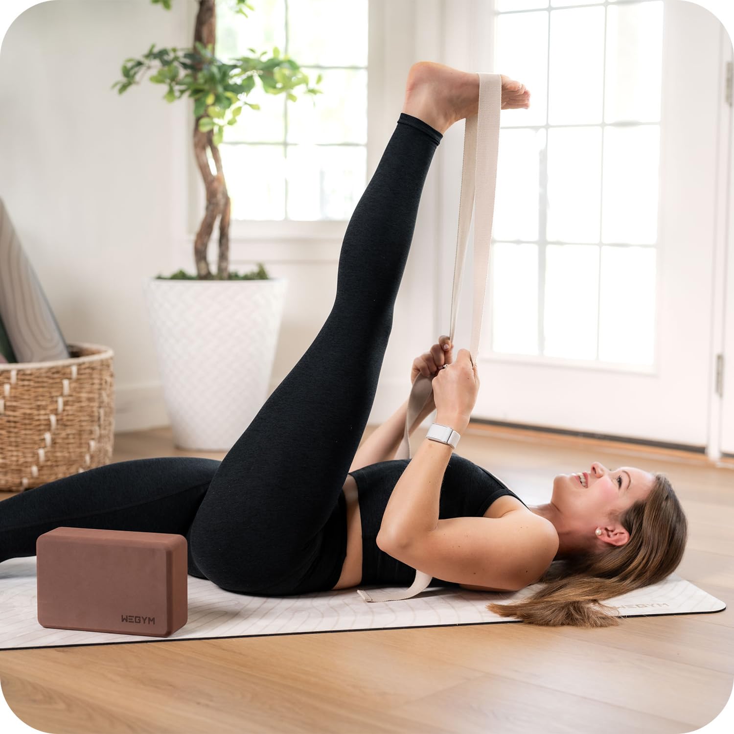 WeGym Cinghie da yoga, cinghia regolabile per stretching a casa, accessori essenziali per yoga, pilates, fisioterapia, esercizi di mobilità