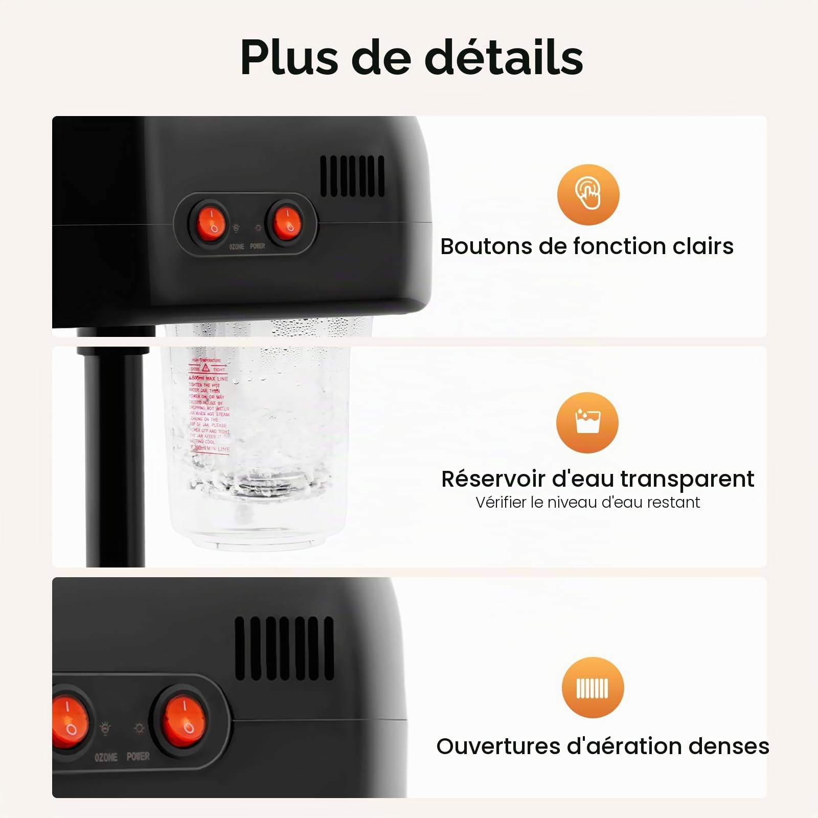 Vaporisateur 2 en 1 pour soin du visage - 800 W - Avec tige rétractable et buse à 360° - Hauteur réglable