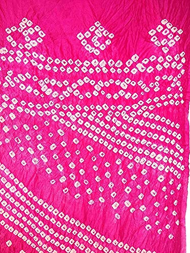 Image of PK HUB Women's Jaipuri Rajasthani Bandhani Dupatta | Art Silk Bandhej Dupatta with Gota Patti Work & Tassels (Free size)