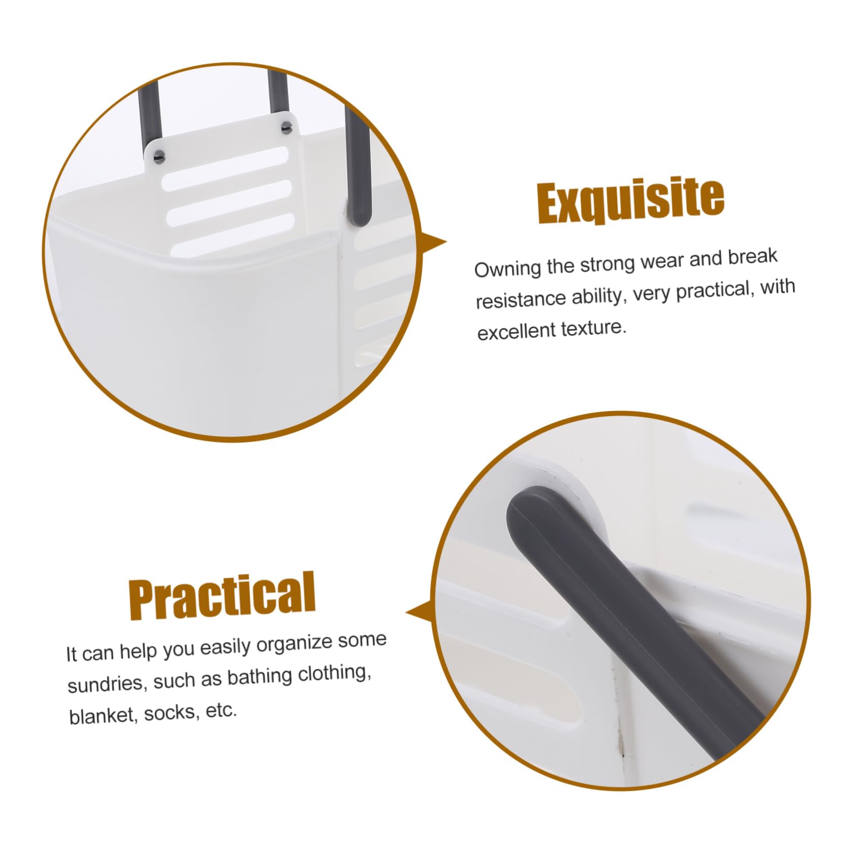 Cesta de Ducha Portátil de Color Blanco Pp 2 Piezas Gran Capacidad | Diseño Ventilado y Drenante, Resistente al Desgaste y Rotura, para Dormitorio y Hogar