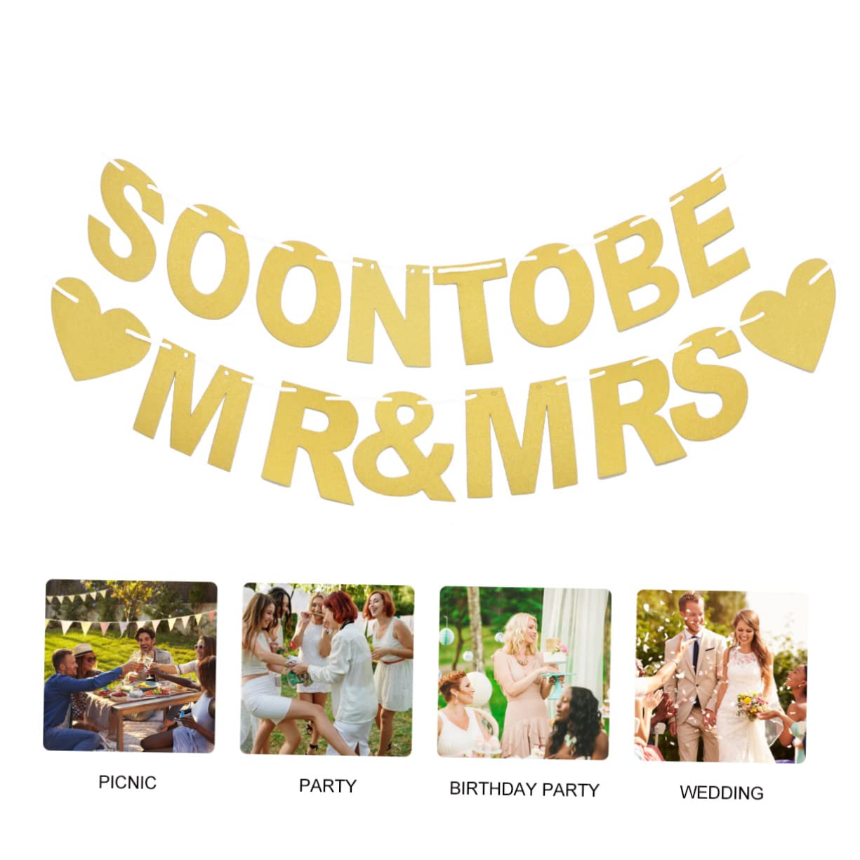 Ciieeo 3piezas Banderines De Fiesta Para Bodas Estilo Europeo y Americano Decoración Amarilla Brillo Para Fiestas y Eventos Especiales
