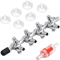 Pawfly 4-Way Aquarium Air Pump Manifold Valve - Multi-Port Splitter with Check Valve & 6 Suction Cups for Fish Tanks
