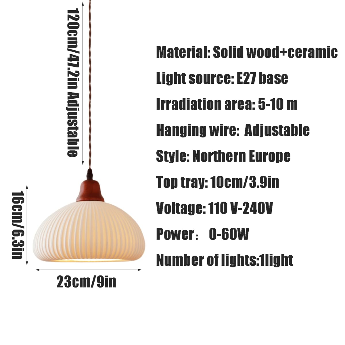 da a Sospensione a Testa Sina con Sorgente Luminosa E27, da a Sospensione in Ceramica e Legno ello con personalità Creativa, Dario in Stile Minimalista Giapponese, apparecchi di