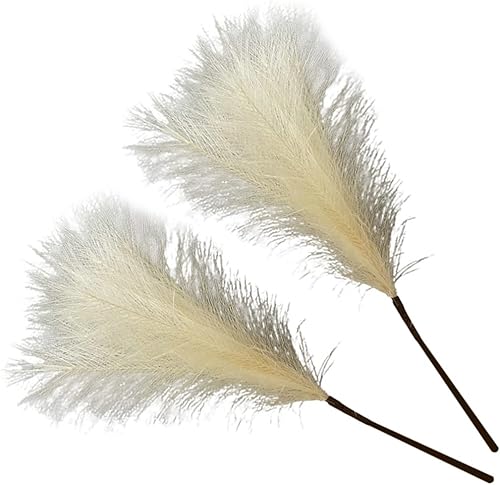 2 tallos de hierba de las pampas de imitación natural seca de hierba de las pampas, arreglos florales para el hogar, sala de estar, cocina, boda,