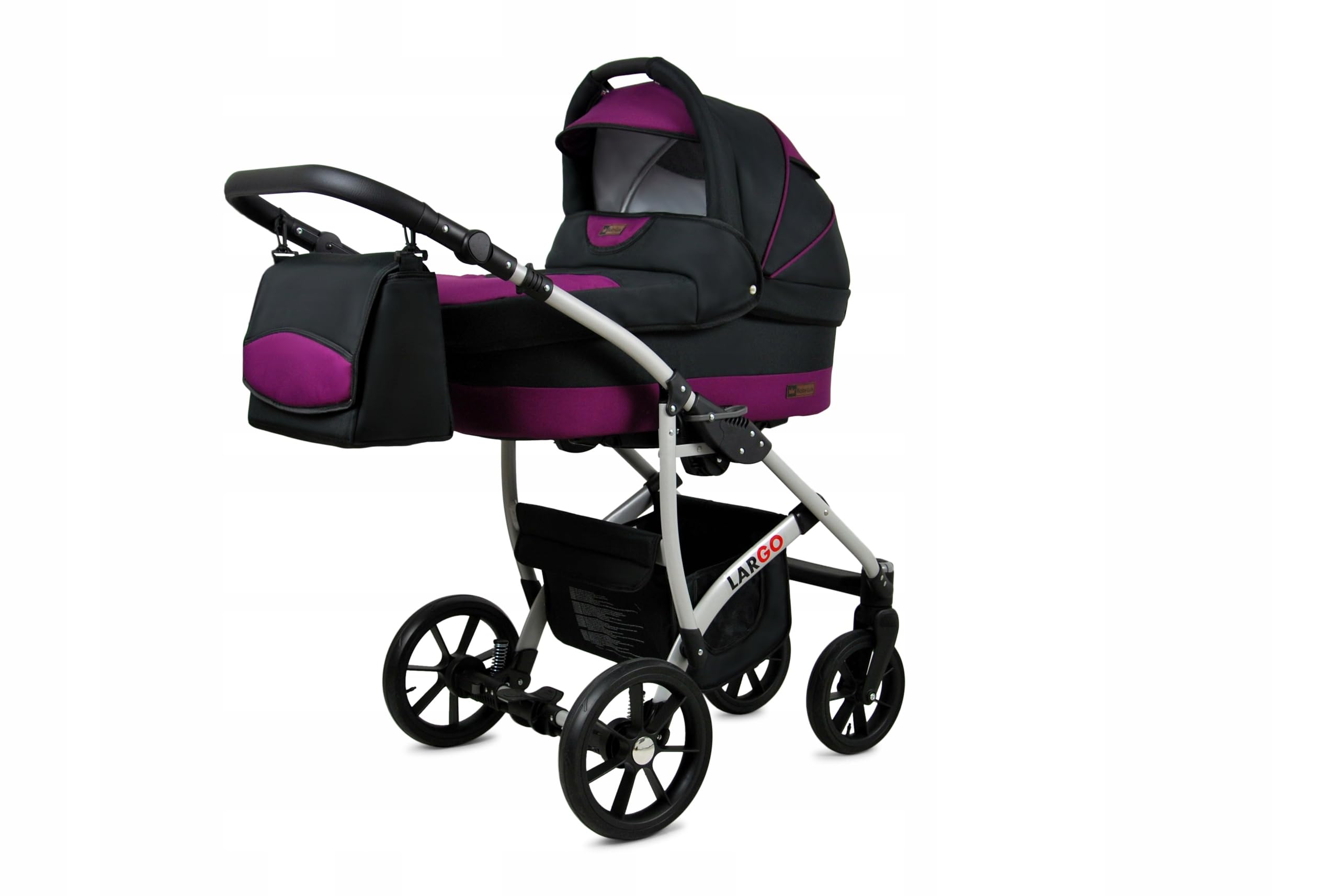 BabyLux® Zestaw wózków dziecięcych 3 w 1 – Largo – w zestawie wanienka dla niemowląt, fotelik sportowy, fotelik samochodowy – zestaw wózków dziecięcych z torbą do przewijania, osłoną przeciwdeszczową