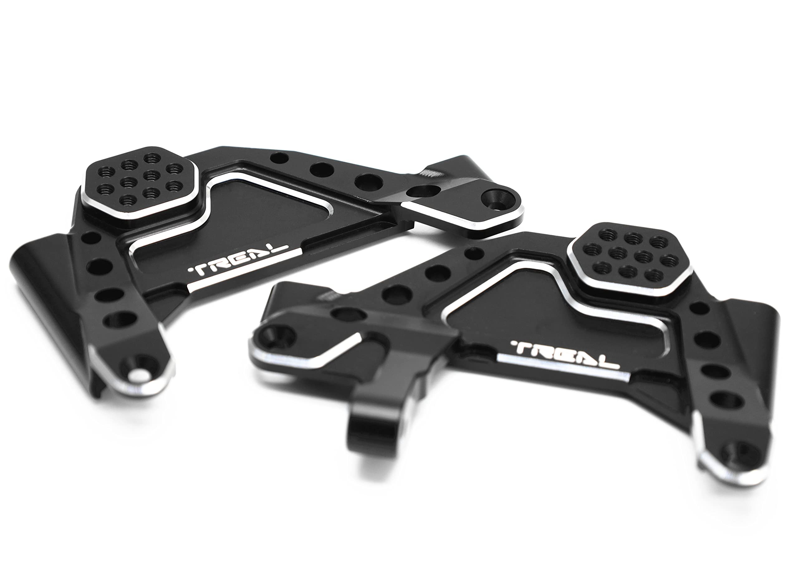 TREAL Torri di scossa anteriori in alluminio CNC 7075 con Panhard per SCX6, sinistra e destra (2) pc cerchi staffa di montaggio aggiornamenti per 1/6 Axial SCX6 (nero)